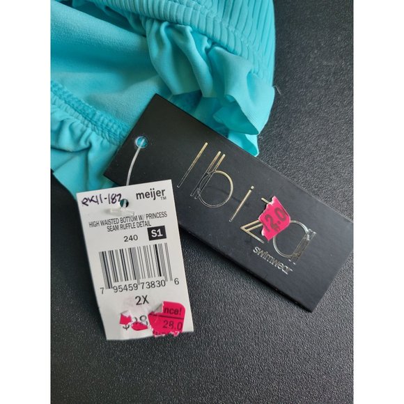 Women's l biza Swimwear High Waisted Bottom W/Princess Seam Ruffle Size 2X - Picture 4 of 5